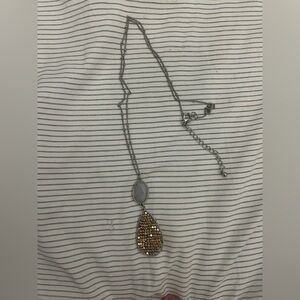 Gold and Silver Teardrop Pendant Necklace